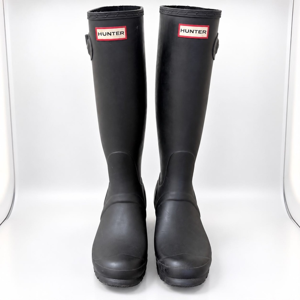 Hunter Original Tall Rain Boots Womens Size 7 Black Matte Waterproof Rubber
